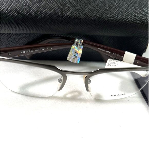 Prada Eyeglasses Mens Metal Semi Rimless Frame 54-20-140 VPR 660 Italy - Picture 4 of 5